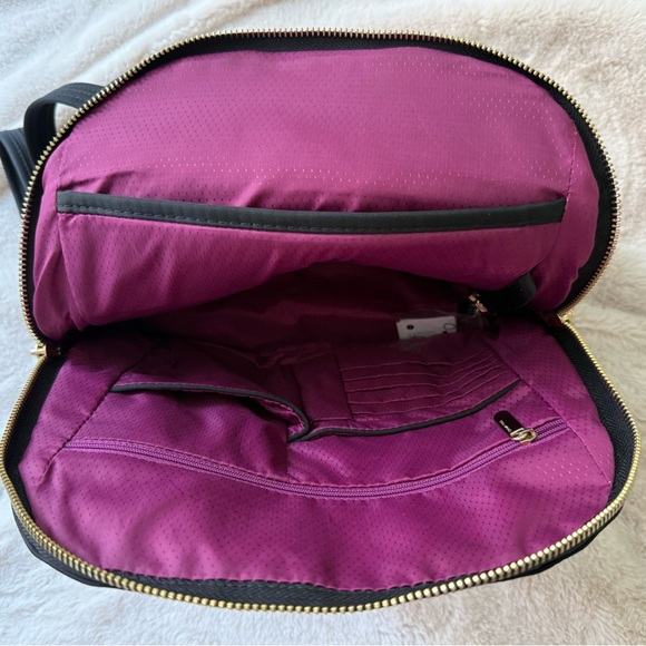 Travelon Anti-Theft Small Tailorer Backpack Black with Magenta Lining - Picture 5 of 11